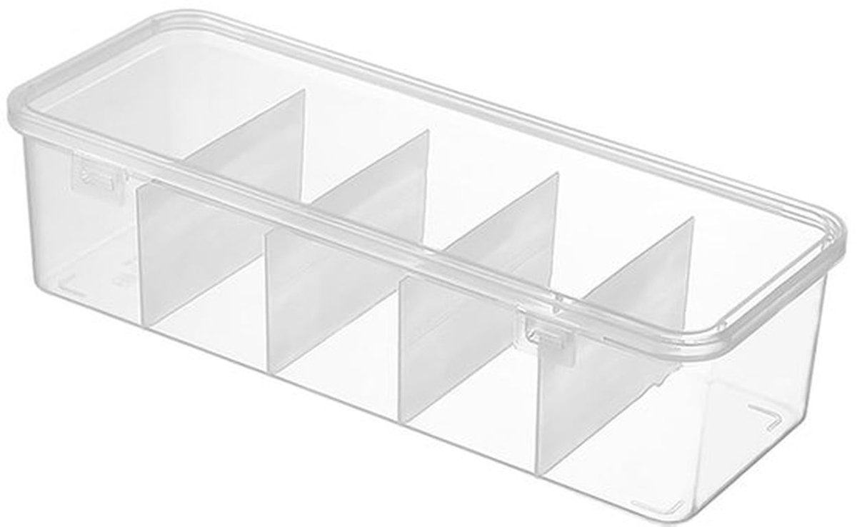 Haaraccessoires organizer voor meisjes, multifunctionele doorzichtige containers met 5 compartimenten voor het organiseren van haaraccessoires, haarcliphouder voor badkamer, kast, kantoor