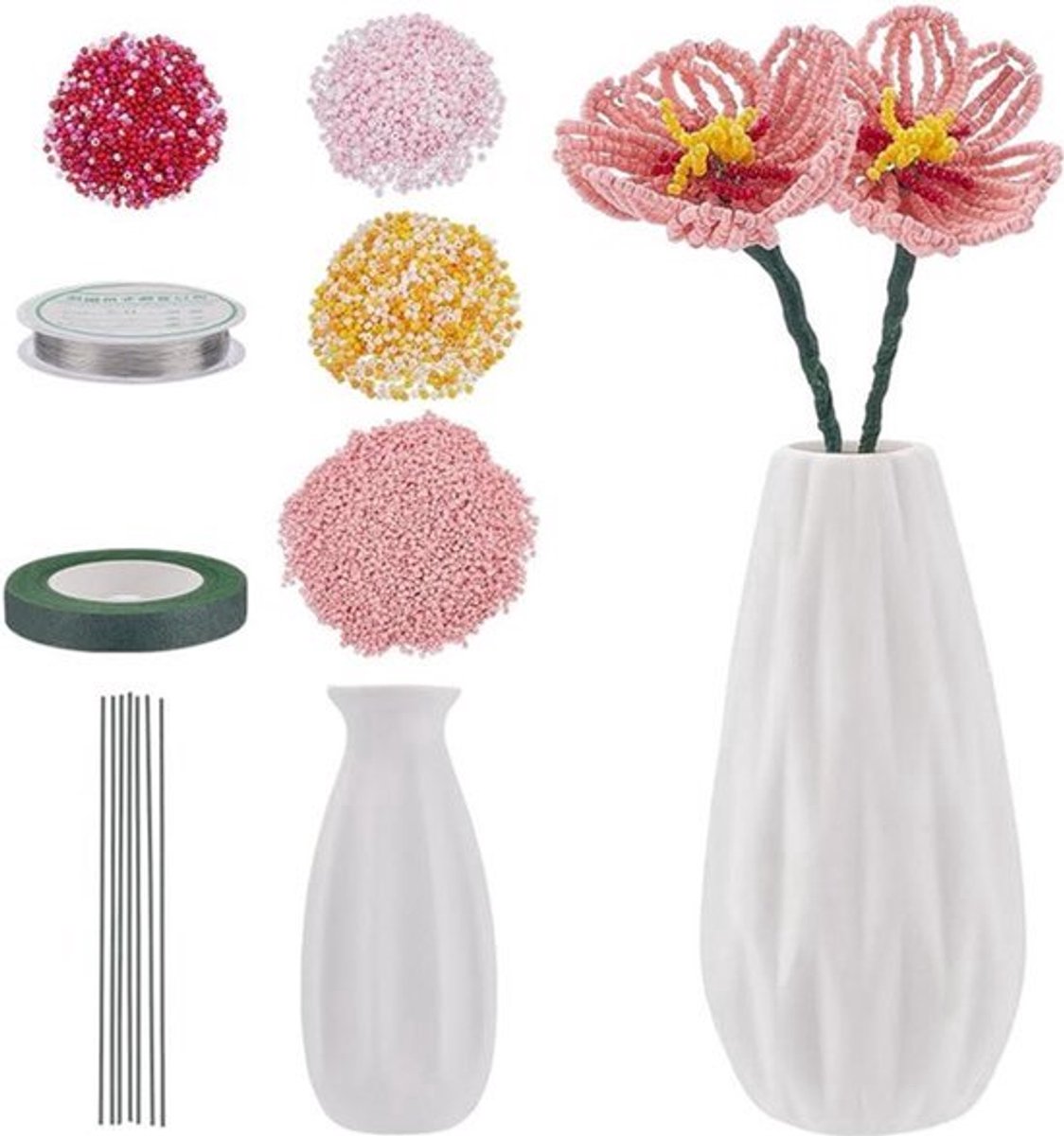 Bloemenset met kralen - Bloemen trompetvorm voor beginners - Handleiding inbegrepen - Boeket met kralen - DIY bloemen set
