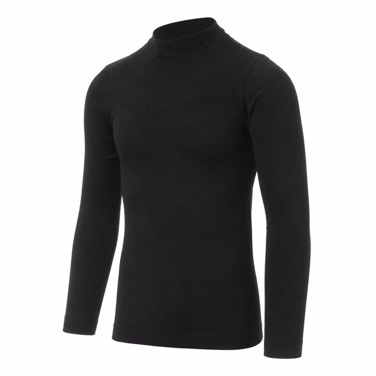 Thermoshirt Heren Lange Mouw – Thermo Colshirt en Baselayer – Ademend Slim Fit Ondershirt – Zwart – Maat S/M