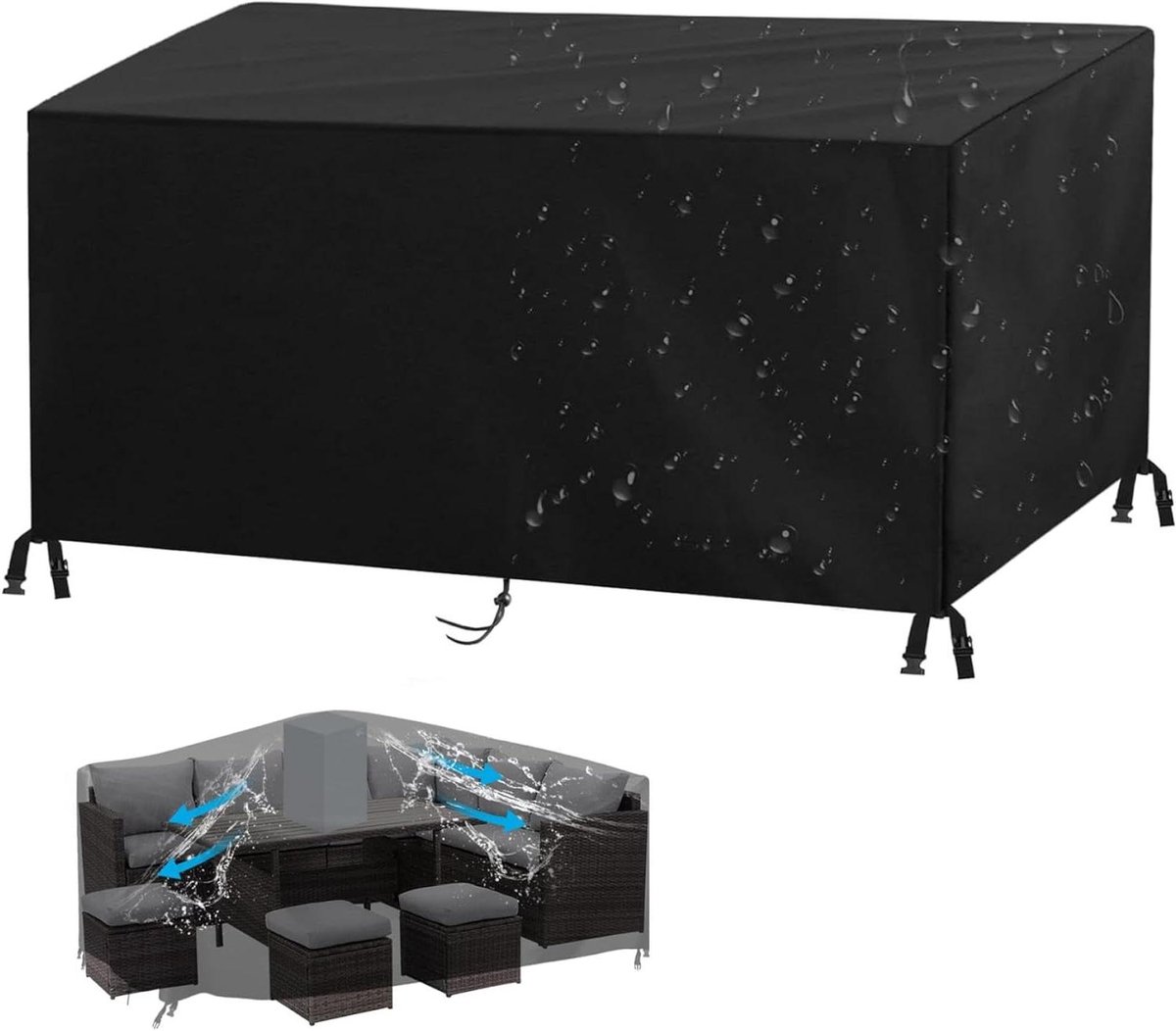 Tuinmeubelhoes - Terrashoes Tafelhoes - Meubels Beschermen - Waterdicht Scheurbestendig - 150 x 150 x 75 cm - Zwart