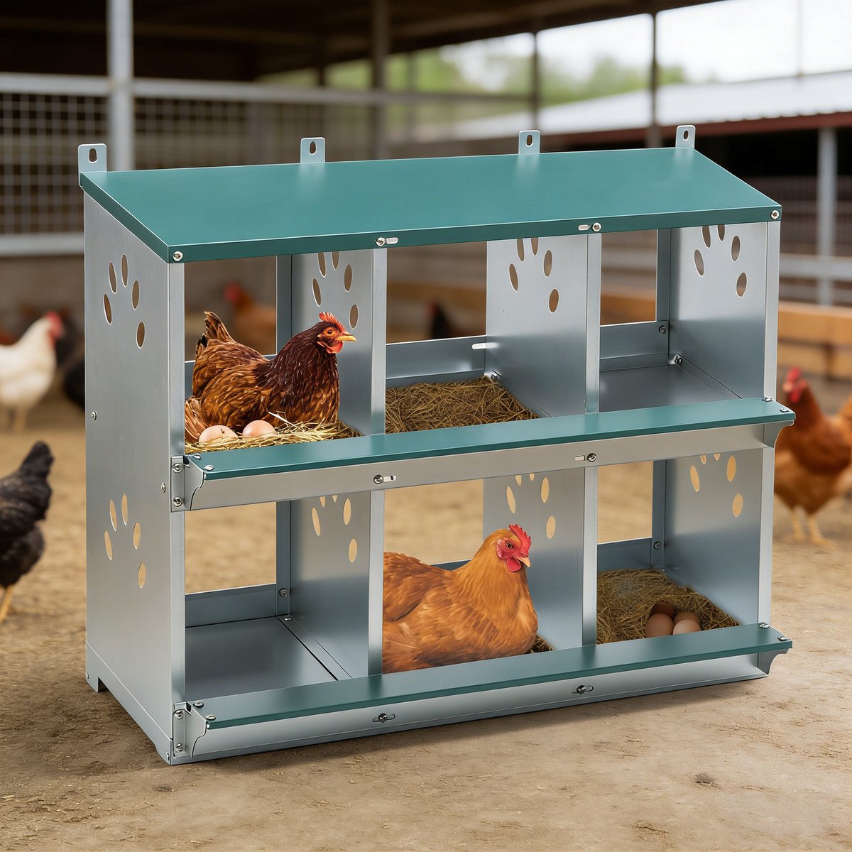 MODENUIT Legnest – 6 Vakken met Eierrolsysteem – 81 x 41 x 67 cm – Gegalvaniseerd Staal – Groen
