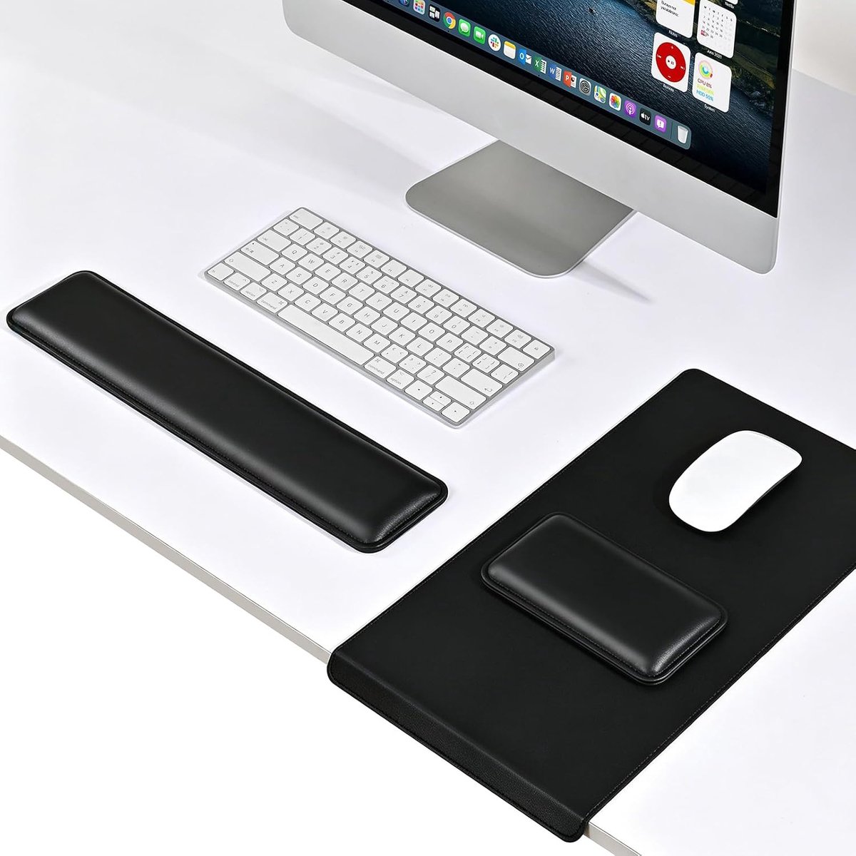 SnelShoppen - EooCoo Muismat 3 in 1 - Ergonomische Toetsenbord Polssteun en Muismat met Antislip Basis - Hoogwaardig Leeroppervlak voor Thuiswerk en G