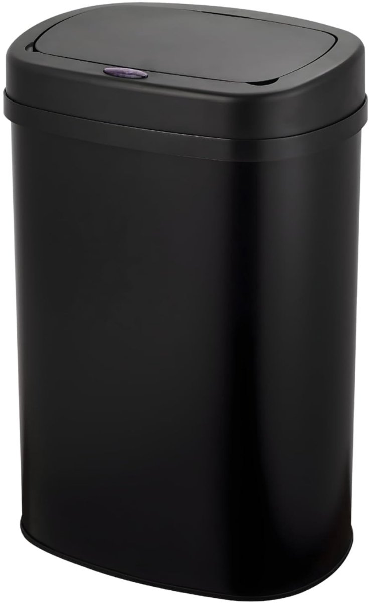 KIRA® Prullenbak - 60 Liter - Vuilnisbak met Sensor - Afvalbak RVS - Zwart - 29cm x 40cm x 72cm