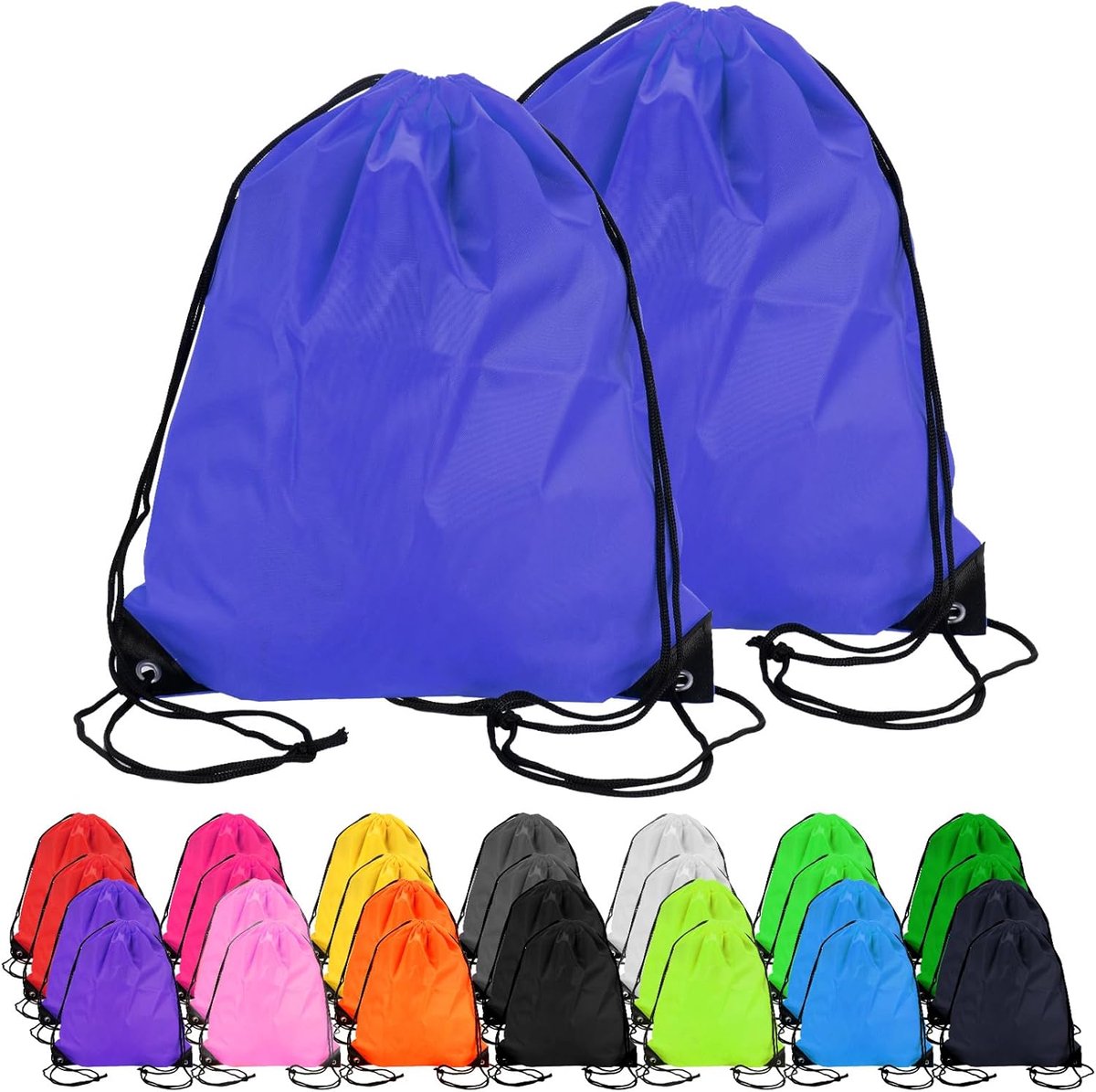 SnelShoppen - 30 Stuks Waterdichte Gymtassen met Trekkoord, PE-zakken, Zwart, Perfect voor Sport, School, Fitness, Reizen en Zwemmen