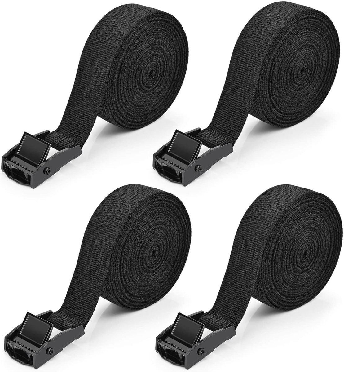 SnelShoppen - Lashing Straps met Ratchet 4m x 2.5cm Zwart - Sterke Transportbanden voor Auto, Fiets, Surfplank, Luggage Carrier, Multi-Functioneel