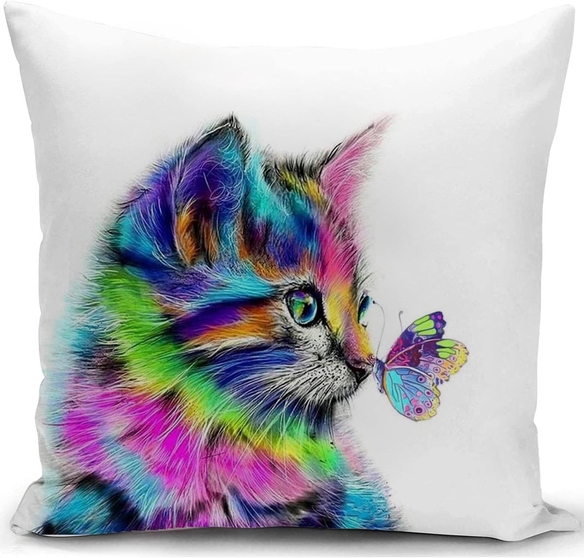 SnelShoppen - Kussenhoes voor Katten - Cadeau voor Vrouwen - Decoratieve Kussenhoes voor Kattenliefhebbers - 45x45 cm - Geschikt voor Woonkamer, Slaap