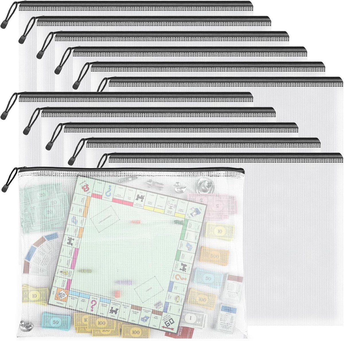 SnelShoppen - 12 Stuks A3 Documenten Tassen Zwart Waterdicht met Rits - Multifunctionele File Bags voor Kantoor, Documenten, Reizen, Cosmetica, 43x31.