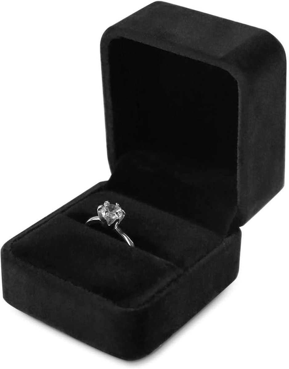 SnelShoppen - Luxe Zwarte Velvet Ring Doos voor Vrouwen, Sieraden Box voor Verlovingen, Trouwen en Geschenken, Veilig en Stijlvol, Perfect voor Juwele