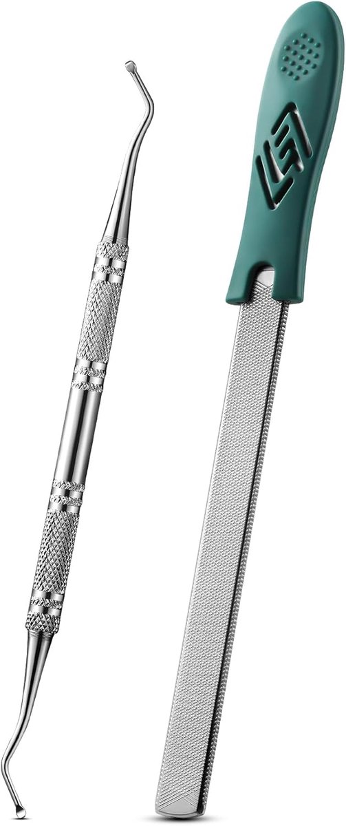 Thijox - Teennagelvijl Set voor Dikke Nagels en Teennagellifter, 2 Stuks Roestvrijstalen Heavy-Duty Nagelvijlen voor Senioren, Mannen, Vrouwen, Ideaal