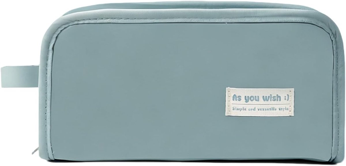 SnelShoppen - Pennenetui Oxford-stof met Grote Capaciteit, Minimalistisch Design, Ruim Schrijfwarentas voor School, Kantoor, Studenten, Blauw, Geschik