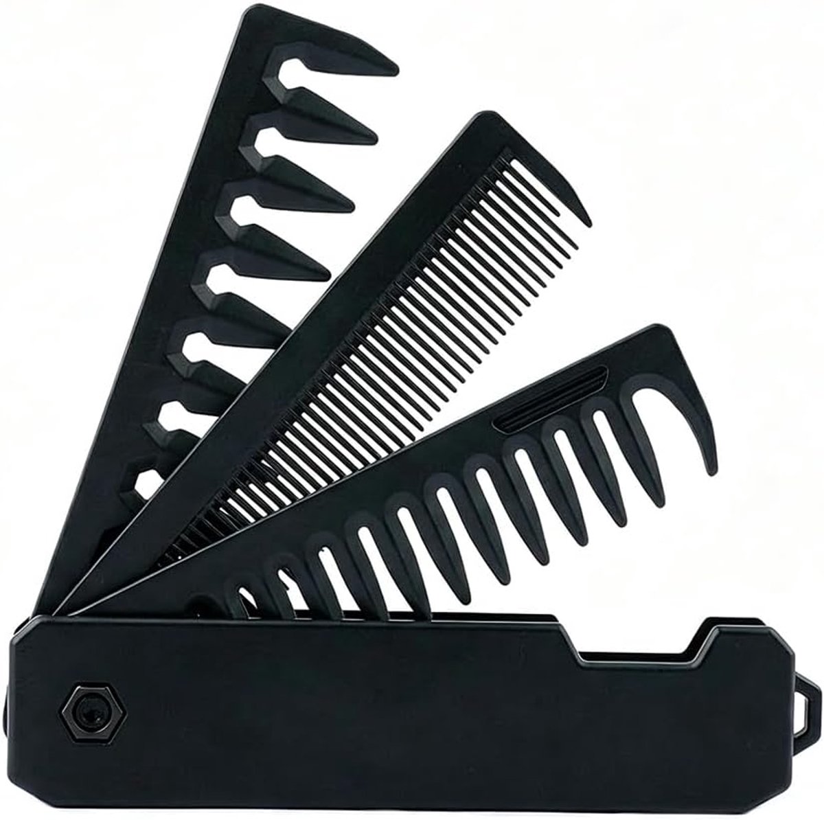 SnelShoppen - Vouwbare 3-in-1 Heren Kam - Haar- en Baardkam voor Mannen - Compacte Haarstyling Kam met Fijne en Brede Tanden - Ideaal voor Thuis en Re