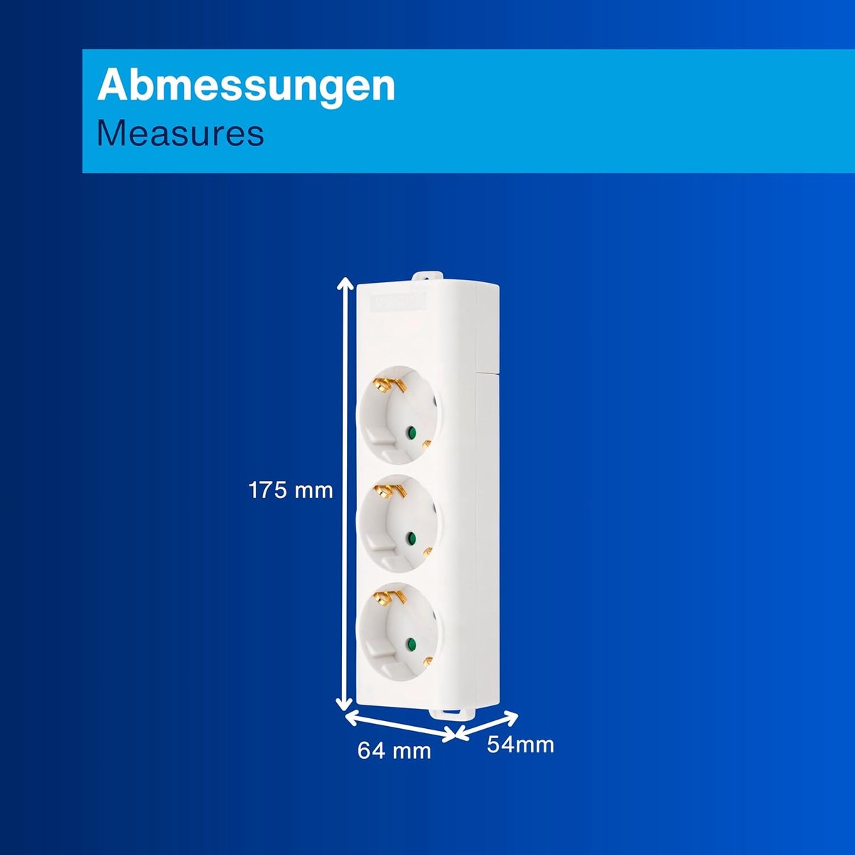 SnelShoppen - REV Stekkerdoos 3-voudig zonder kabel, max. 3680W, Wit, Voor Flexibel Gebruik in Huis, Tuin en Camping