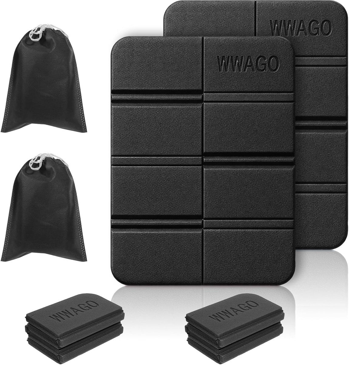 SnelShoppen - 2Pcs Vouwbare Schuim Zitting Mat, Zwart Waterdichte Camping Kussen, Thermisch Geïsoleerd, Draagbare Zitmat voor Buiten, Kamperen, Pickni