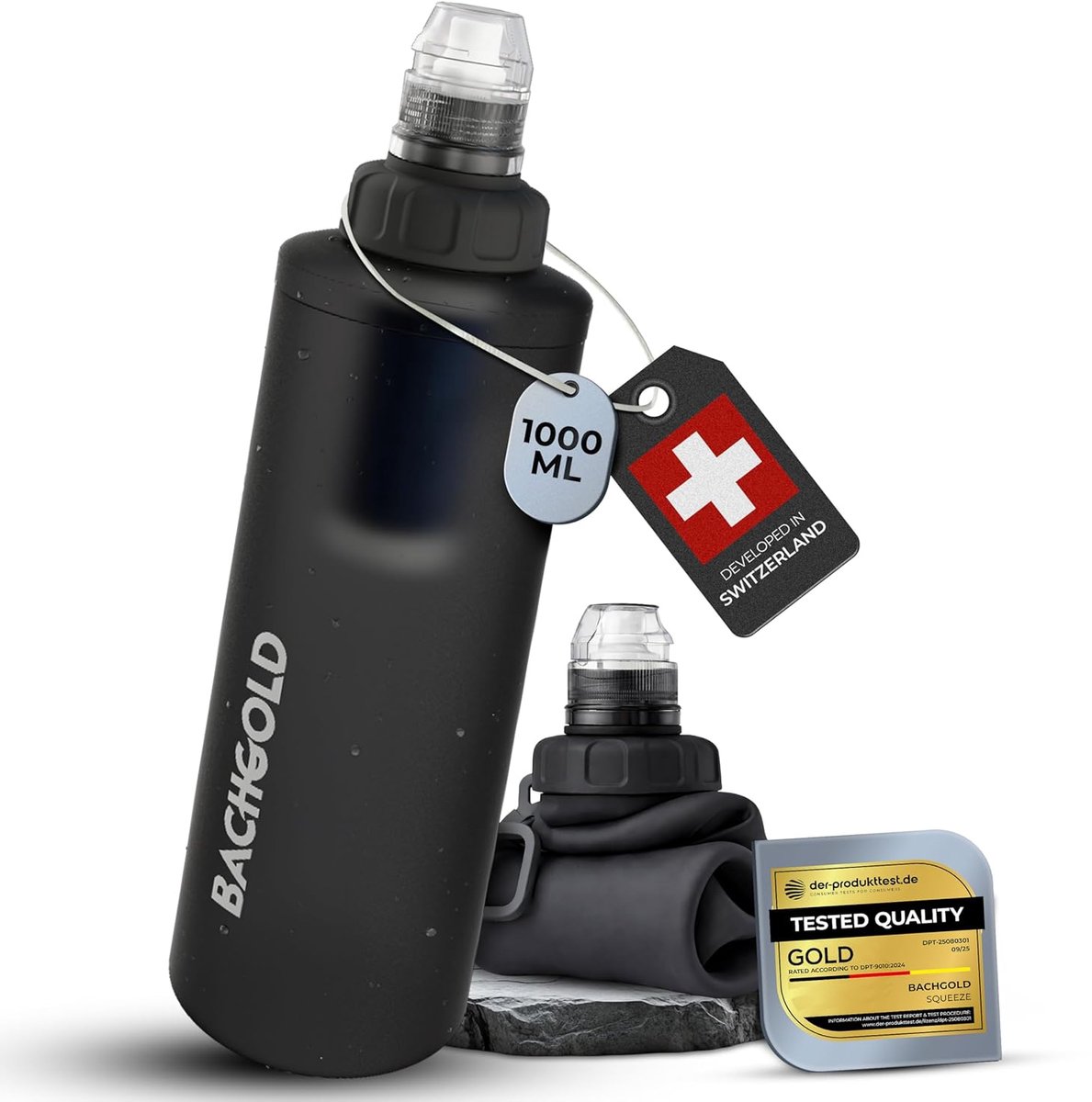 SnelShoppen - Ultralight Waterfilter Fles 1000ml - Squeeze Drinkfles met Geavanceerd Filtratiesysteem - Filters Virussen, Bacteriën & Microplastics -