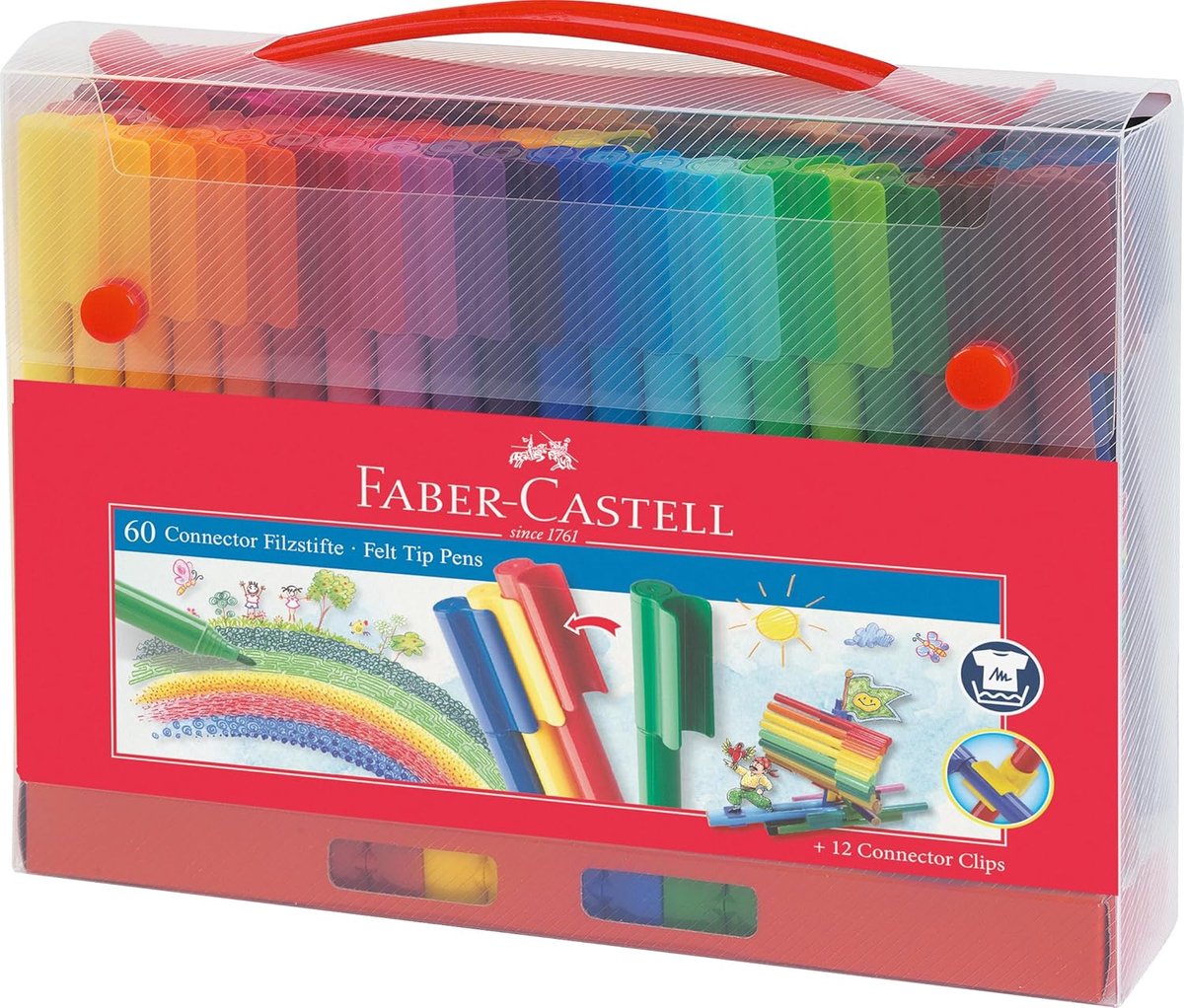 Thijox - Viltstiften Connector Koffer 60 Stuks - Heldere Kleuren, Creatief Spelen, Ideaal voor Kinderen, Educatief, Motoriek Ontwikkeling, Kunst en Kn