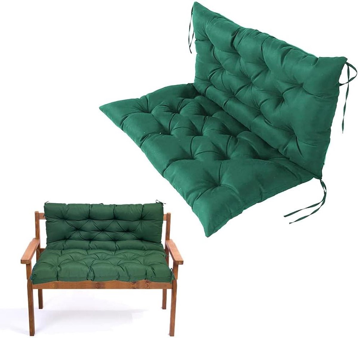 Schommelkussen met rugleuning - Bankkussen Tuinkussen - Buiten ontspannen - Waterafstotend polyester - 152 x 101 cm - Donkergroen
