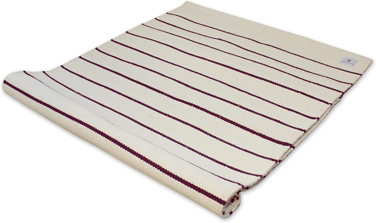 Thijox - Yogamat 200 x 70 cm, Katoen MeerKleurig Bordeaux Roze Paars, Antislip Yoga Tapijt voor Meditatie en Oefeningen
