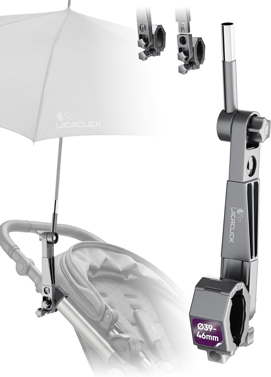 SnelShoppen - Universele en Verwijderbare Parasolhouder voor Kinderwagen | Jicaclick Umbrella Holder | Geschikt voor Diverse Formaten en Diameter | Id
