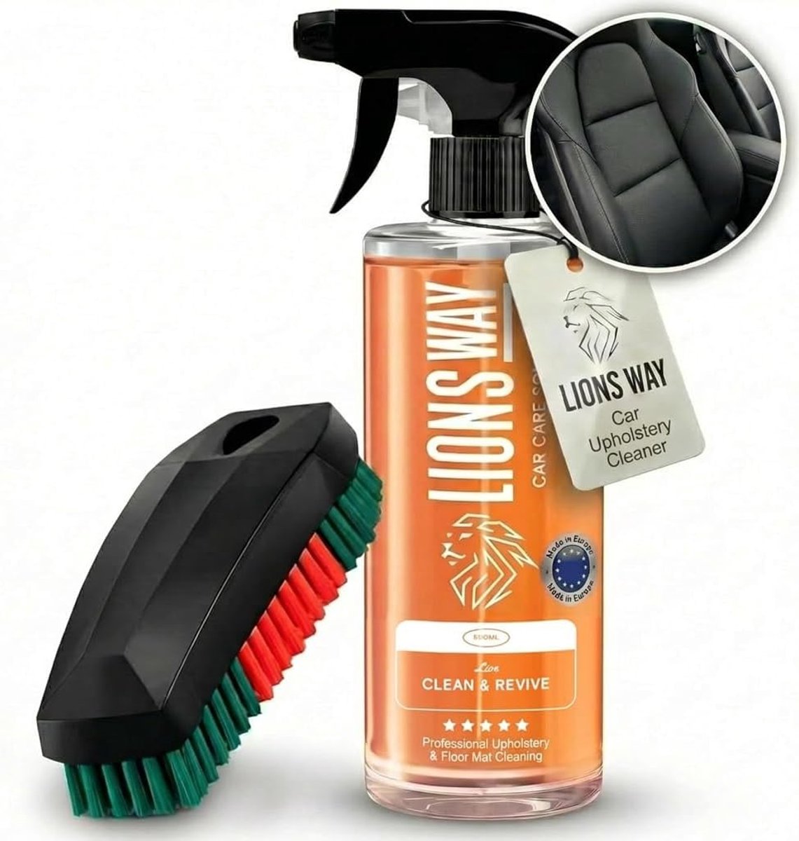 SnelShoppen - Professionele Auto Bekleding Reiniger met Actieve Schuim | Voor Textiel, Leer, Tapijt, Alcantara | Inclusief Applicator Borstel en Geur