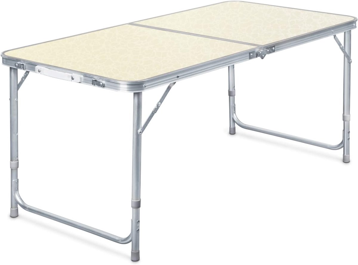 SnelShoppen - Vouwbare Campingtafel 120x60 cm - Hoogte Verstelbaar 54/61/70 cm - Multifunctionele Aluminium Tafel - Ideaal voor Camping, Tuin, Feest e