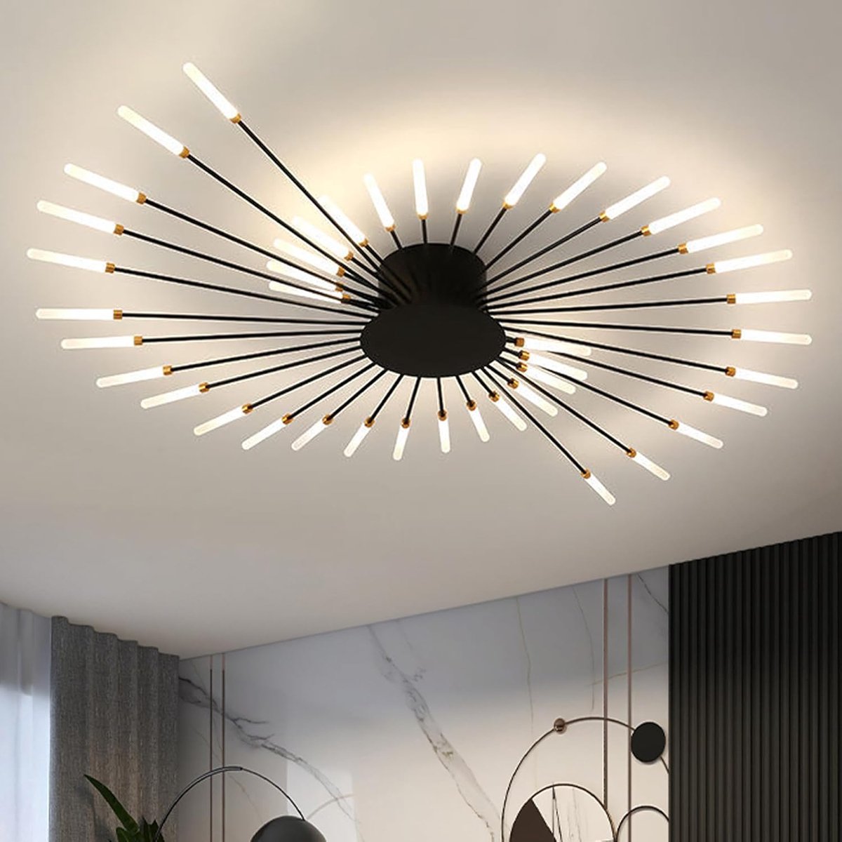 SnelShoppen - LED Plafondlamp Woonkamer, Moderne Minimalistische Plafondverlichting Goud, Decoratieve Verlichting voor Woonkamer, Slaapkamer en Kantoo