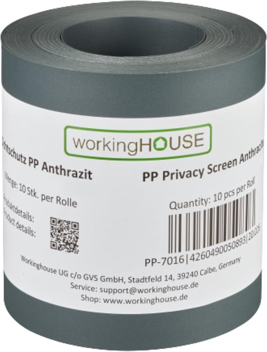 SnelShoppen - Privacy Strips voor Dubbelstaafmatten - Weerbestendig, Onderhoudsvrij, 10 Strips van 2.53m x 19cm - Anthraciet - Tuin, Balkon, Schutting