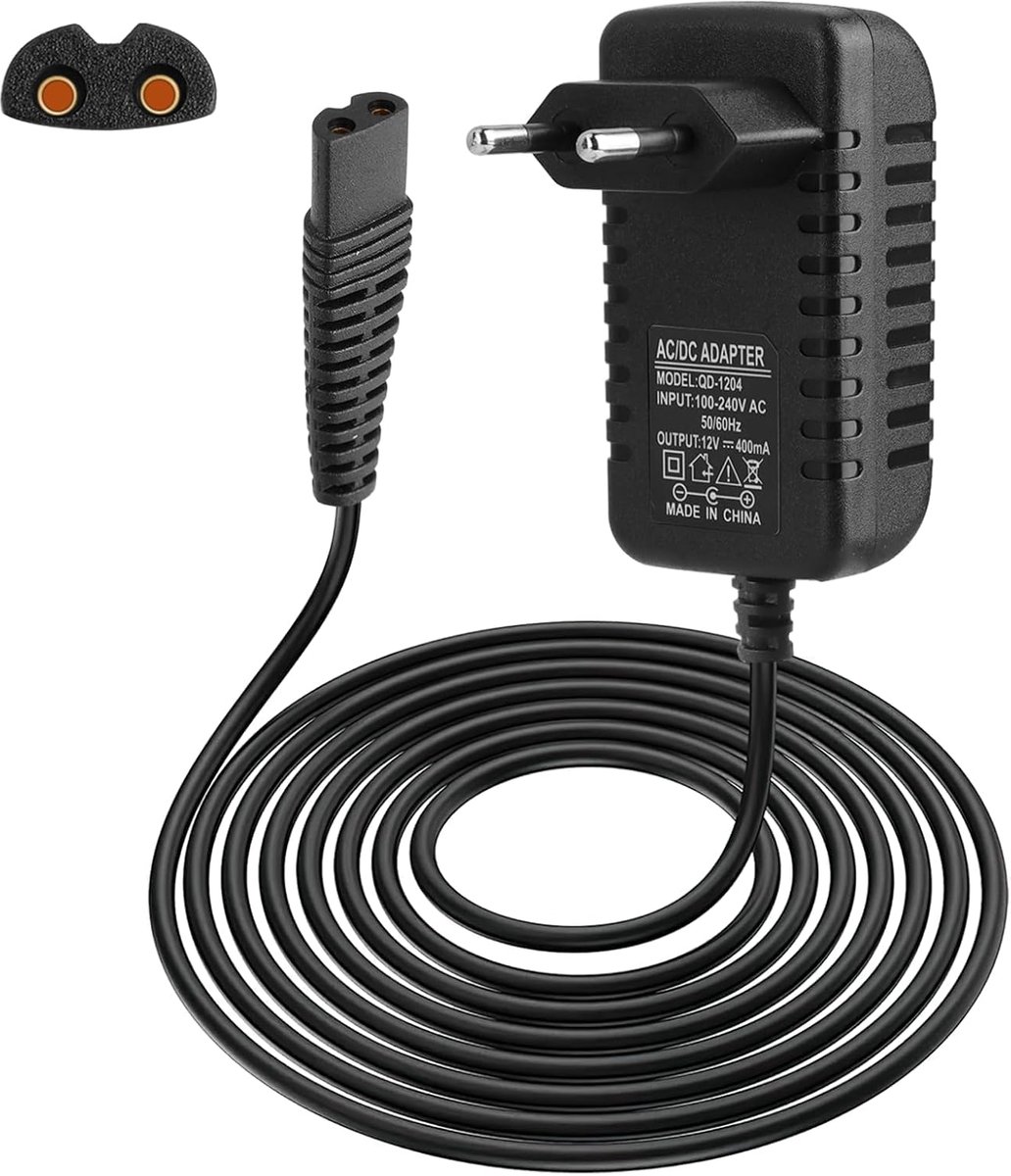 Thijox - 12V Oplaadkabel voor Elektrisch Scheerapparaat en Silk-Epil Epilator - Vervangende Netsnoer voor Braun Serie 9/8/7/6/5/4/3/2/1 - Veilig en Li