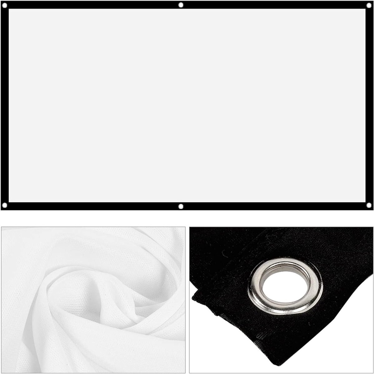 SnelShoppen - 16:9 Projectiescherm 84 Inch Draagbaar Vouwbaar Wit Polyester voor Thuisbioscoop Buiten Camping Film Avond