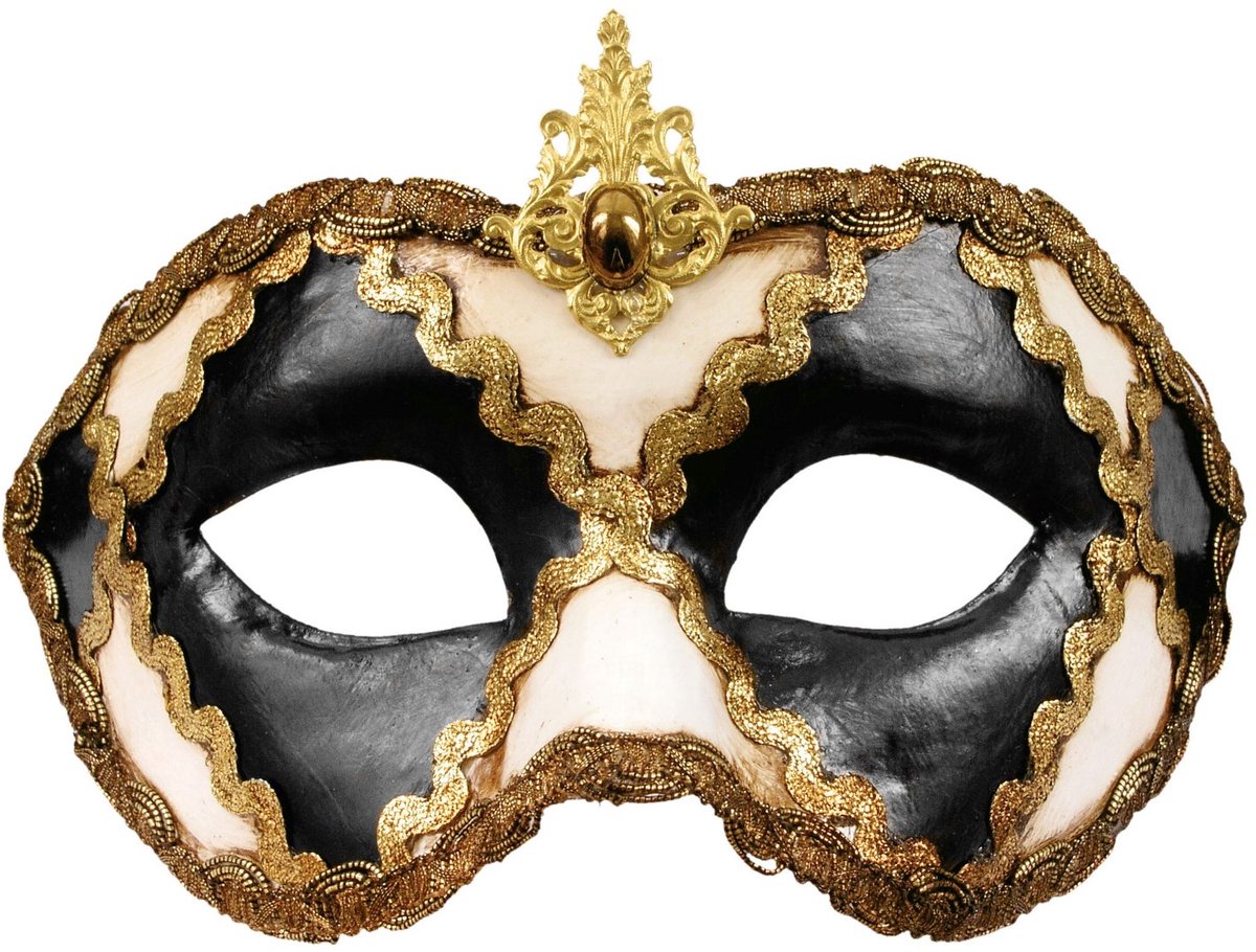 Colombina Schaak Zwart Wit - Venetiaans Masker
