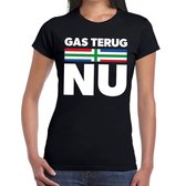 Groningen protest t-shirt gas terug NU zwart voor dames 2XL