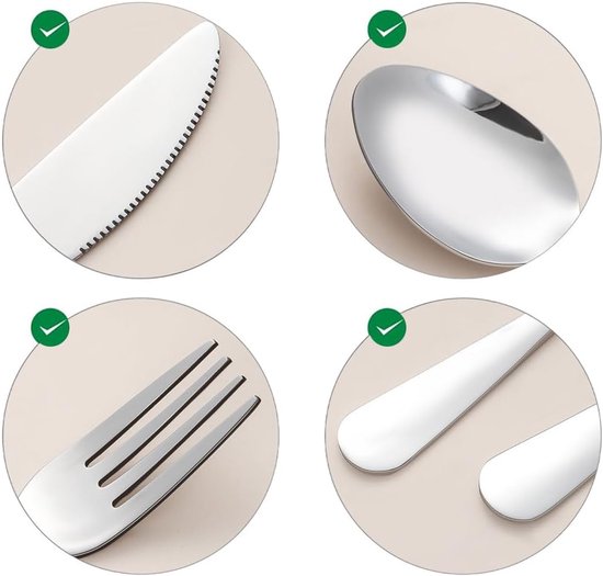 SnelShoppen - Camping Bestek Set voor 2 Persoon RVS Reisbestek met Etui - Buitenshuis Eten - Lepel, Vork, Mes - Duurzaam, Lichtgewicht en Veilig - Per — afbeelding 2