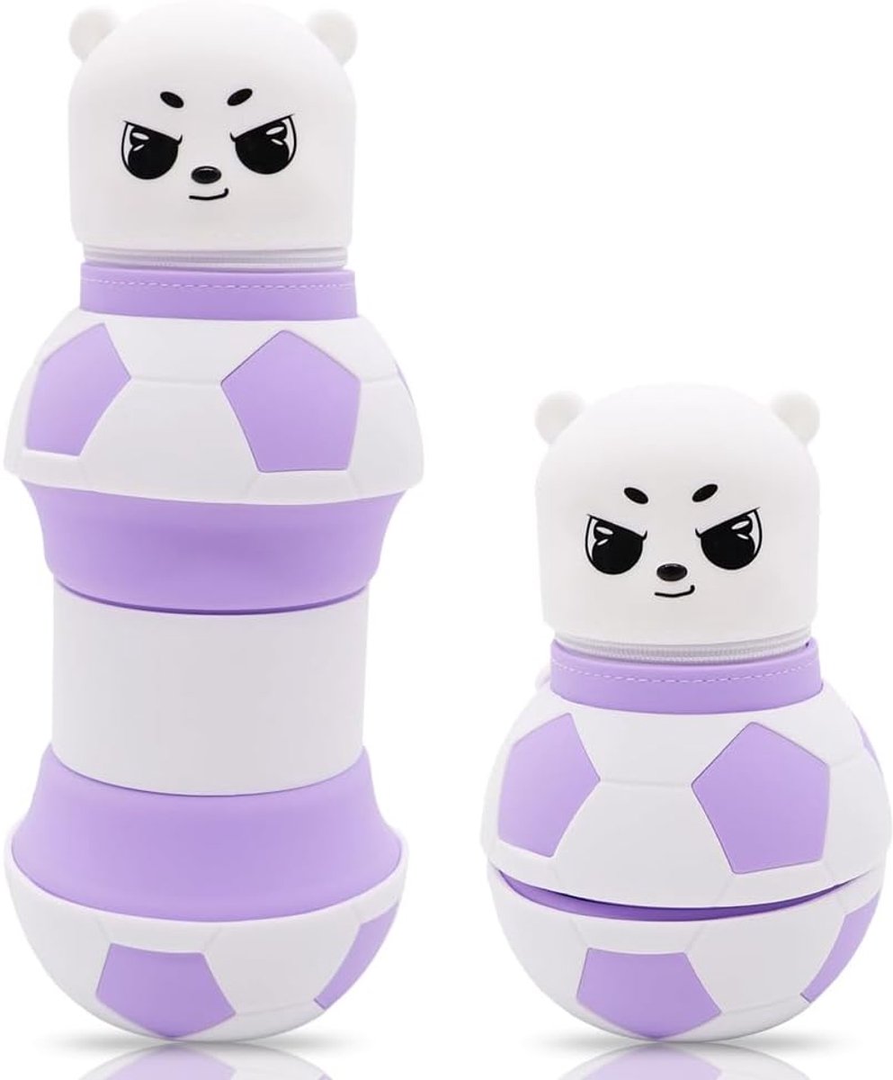 SnelShoppen - Pennenetui Dier Opvouwbare Siliconen Cartoon Voetbal Etui - Leuke Dier Grote Capaciteit Potlood Houder voor Kinderen en Studenten - Wit