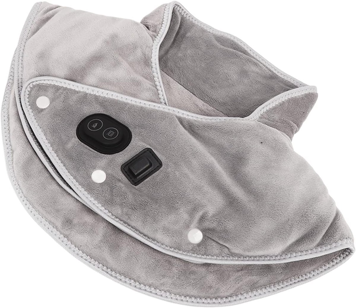 SnelShoppen - Grey Heating Pad voor Nek en Schouders, 3 Niveau Temperatuurinstellingen, Massagefunctie, Zachte Sable Stof, Elektrische Warmtewrap voor