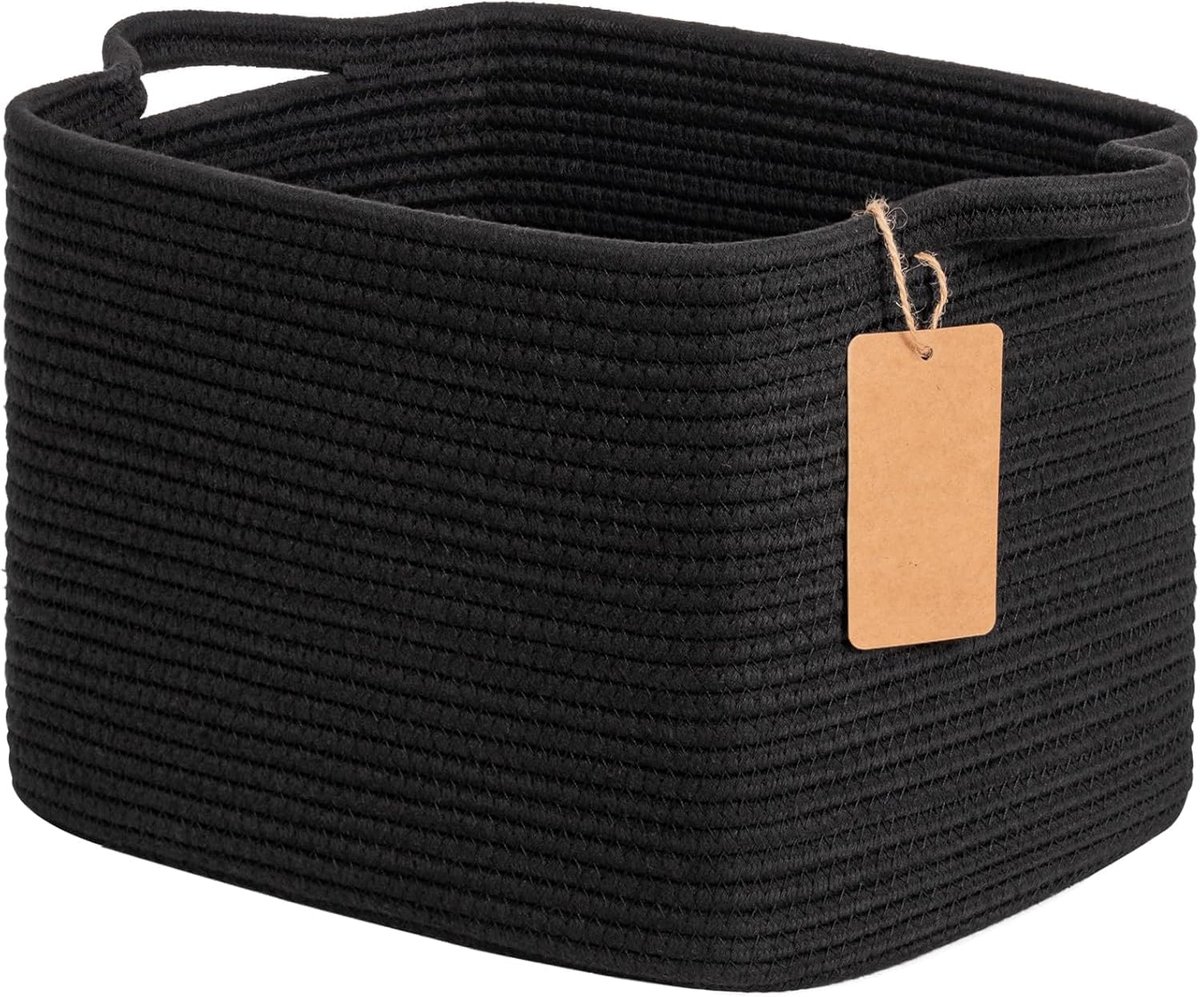 SnelShoppen - Opbergmand - Wasmand - Speelgoedmand - Katoenen Touw Mand - 33 x 28 x 23 cm - Voor Kinderen, Woonkamer, Speelkamer, Keuken, Elegant en R