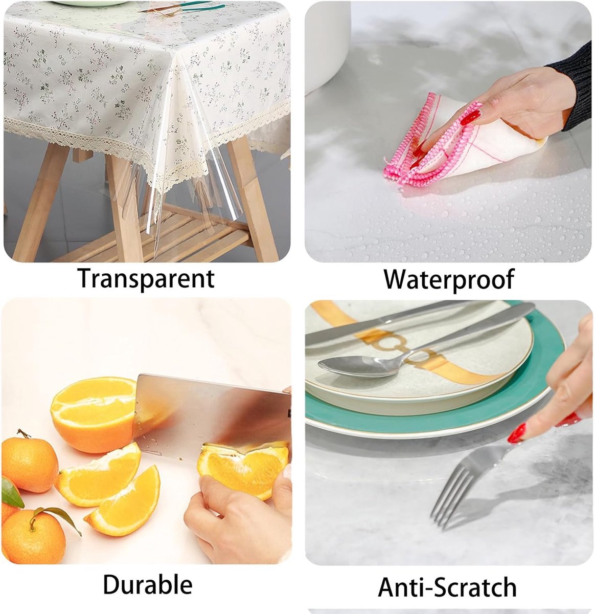 SnelShoppen - Tablecloth Transparent PVC 140x260 cm, Wasbaar en Waterdicht Tafelkleed voor Feest, Binnen & Buiten, Grease Proof, Tuin, Kerst