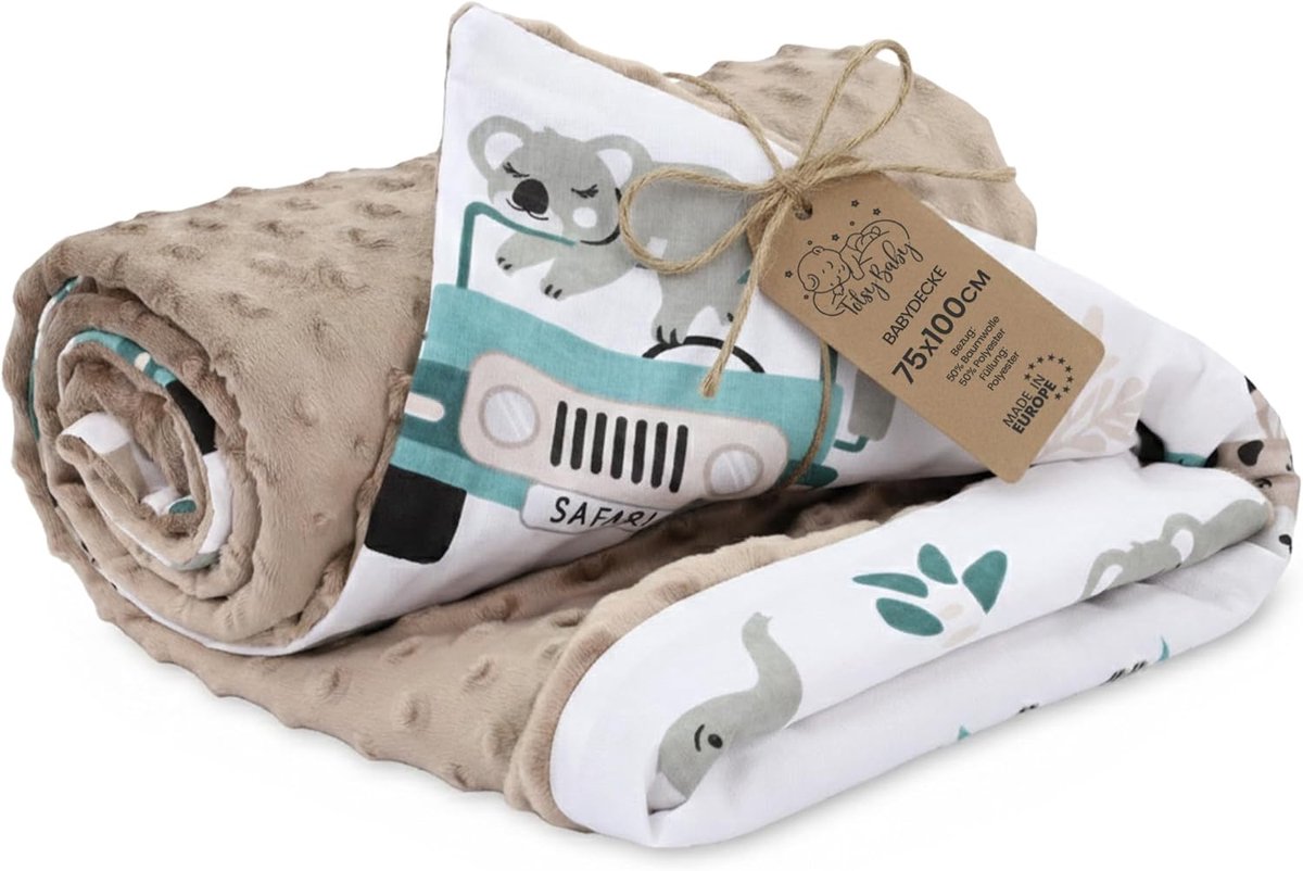 SnelShoppen - Babydeken Cuddly All-Season 100x75 cm - Dubbelzijdig Fleece Katoen - Warm Zacht Fluffy voor Kinderen en Pasgeborenen - Oeko-Tex Gecertif