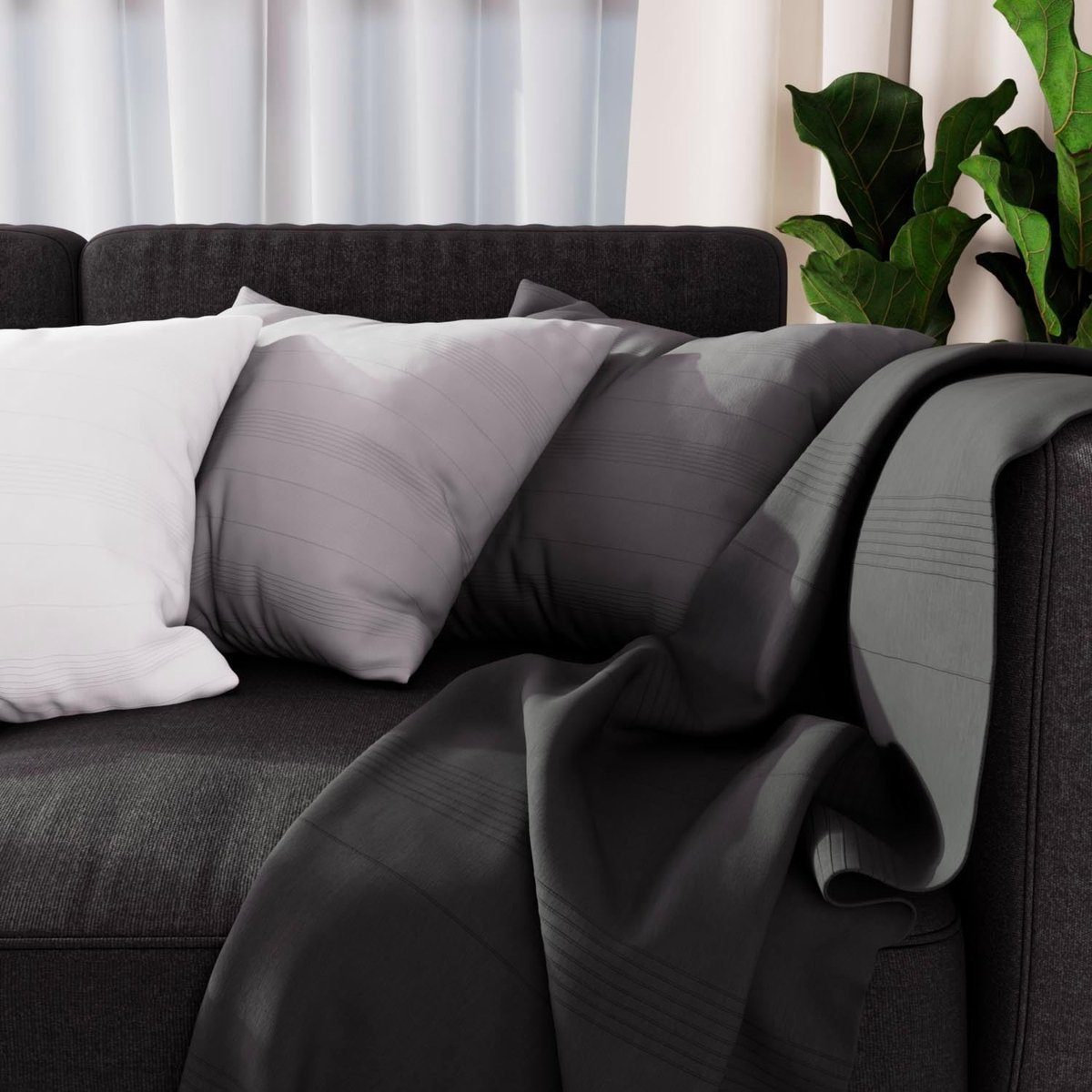 SnelShoppen - Luxe Polycoton Plaid 140x200 cm in Anthracite - Ideaal voor Woonkamer, Slaapkamer, Feestdagen en Buitengebruik
