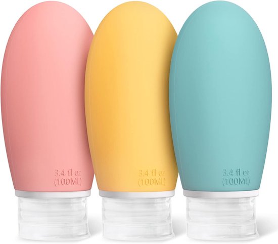Thijox - 4x 100ml Siliconen Reisflesjes Set met Etiketten - Lekvrije Navulbare Lege Reisflessen voor Cosmetica, Shampoo, Vloeistoffen - BPA-vrij en TS van Thijox — afbeelding 2