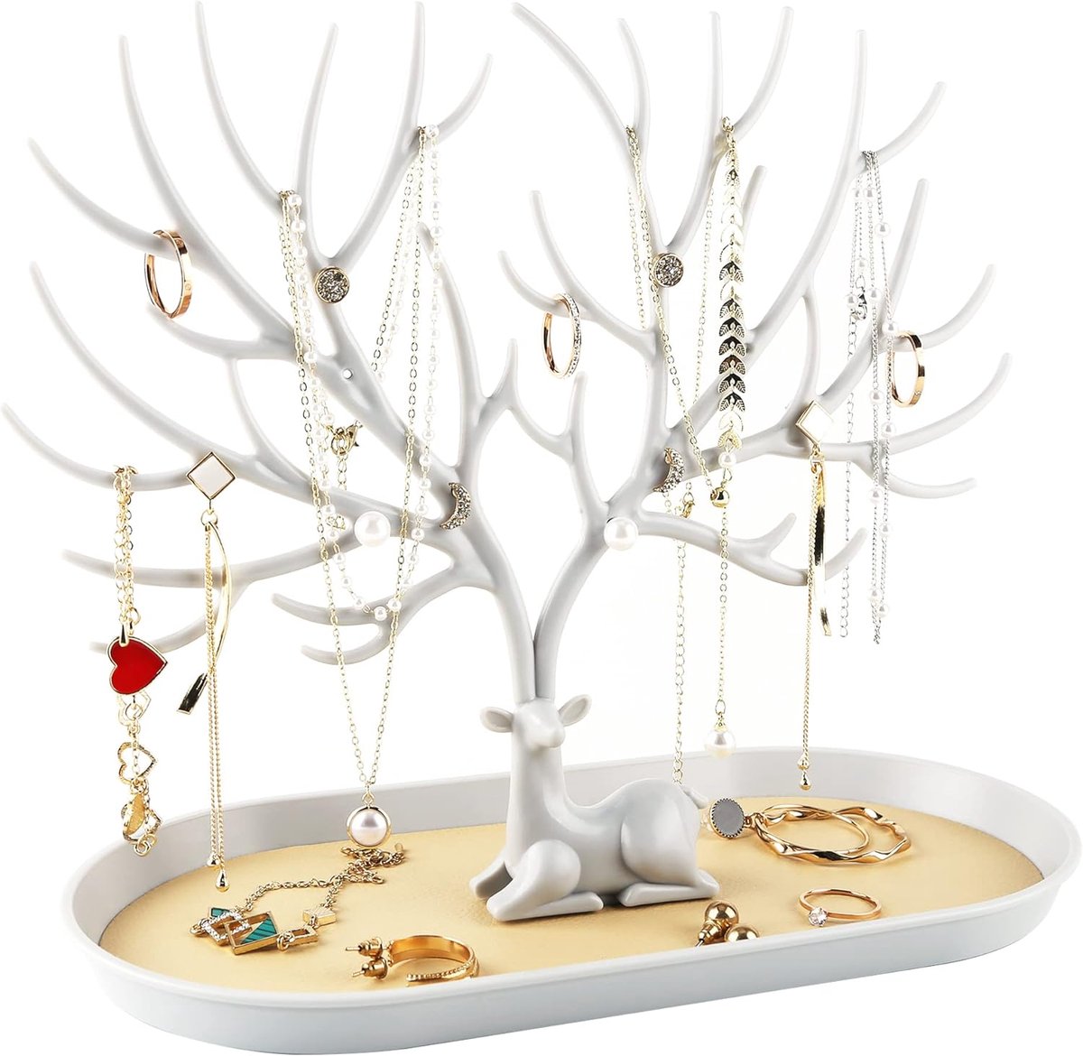 SnelShoppen - Antlers Sieradenstandaard - Juwelenhouder voor Oorbellen, Ringen, Kettingen en Armbanden - Hoorn Design - Hoogwaardige Kunststof - Grote