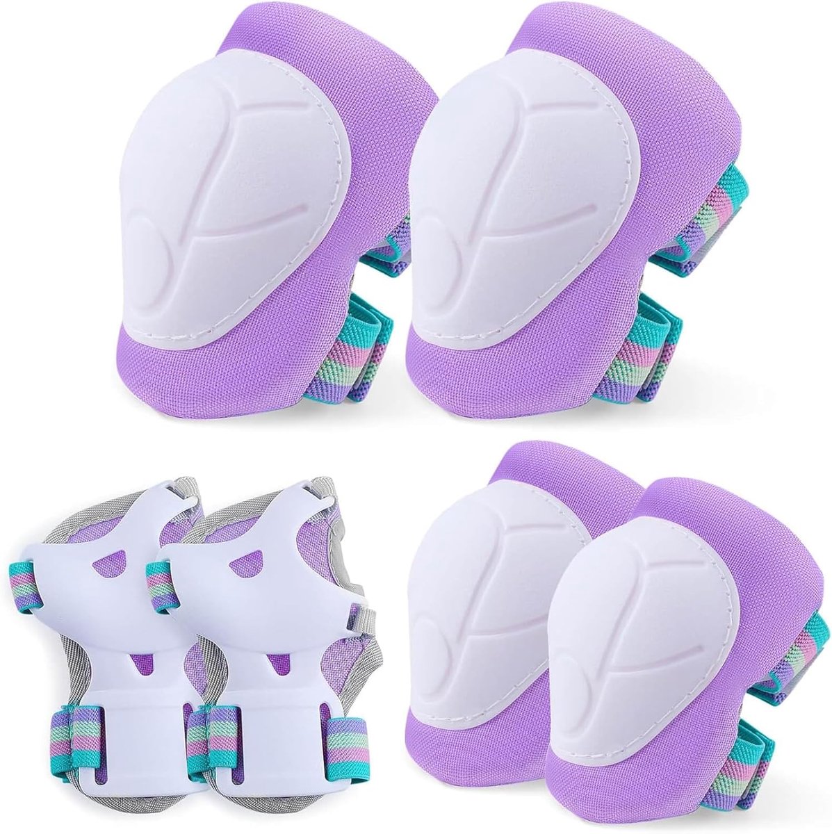 SnelShoppen - Unicorn Kasteel Beschermset voor Kinderen 3-8 Jaar, Verstelbare Knie- en Elleboogbeschermers voor Skiën, Skateboard, Scooter en Buitenac