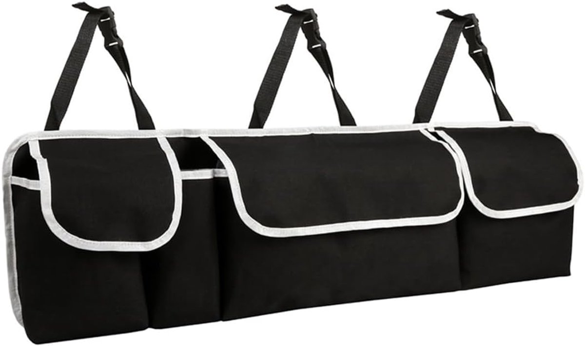 SnelShoppen - 35.4 Inch Universele 2-in-1 Kofferbak Achterbank Organizer - Vouwbare Achterbank Hangende Opbergzak - Grote Capaciteit Auto Organizer vo