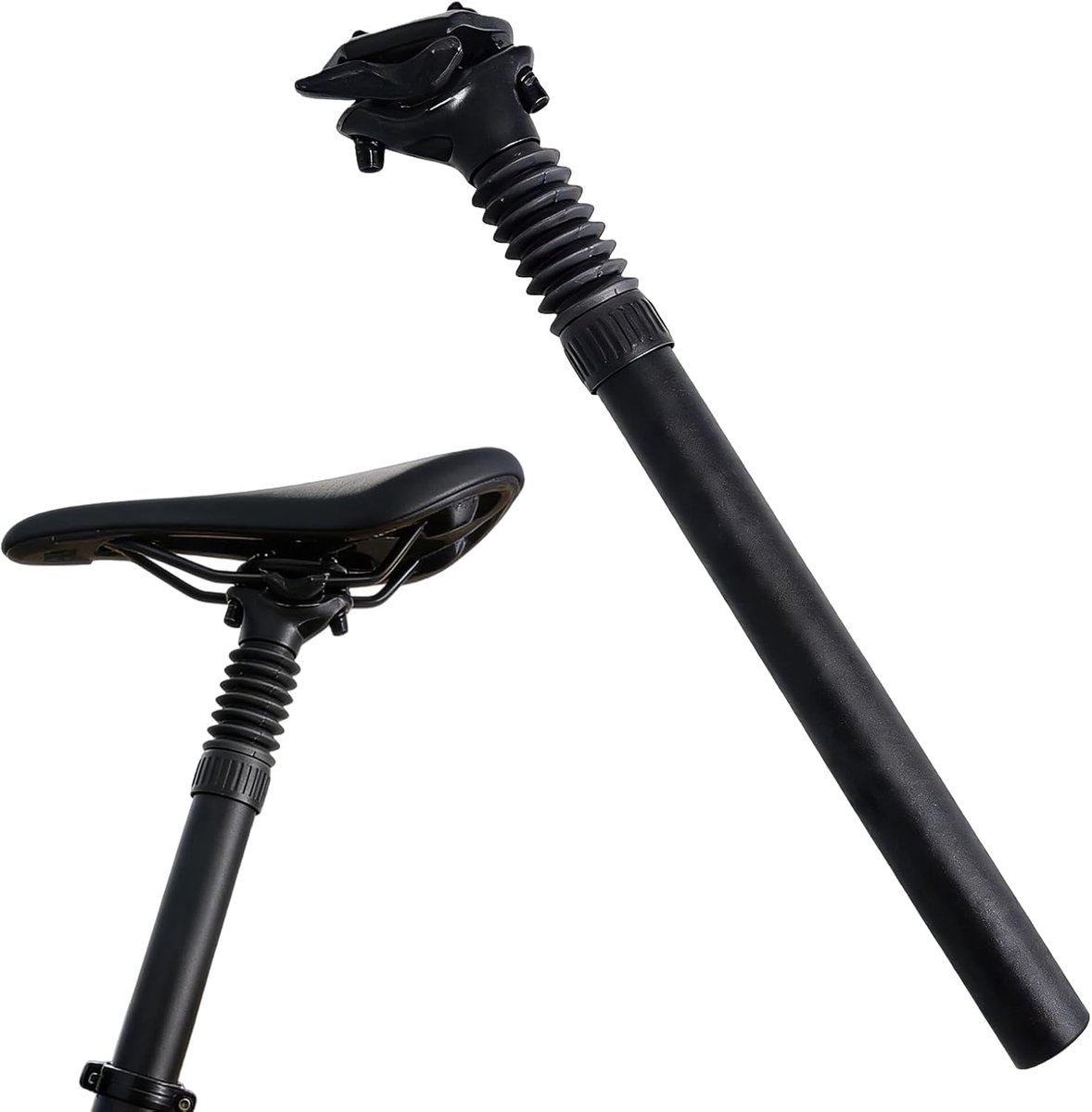 SnelShoppen - Suspension Seat Post 27.2mm - Aluminium Fietszadelpen 350mm - Veer Zadelpen voor Mountainbike, Trekkingfiets en Stadfiets - Zwart