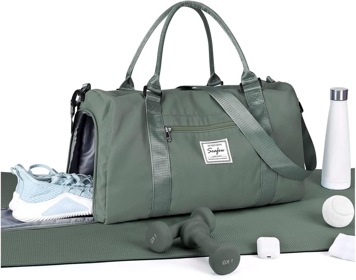 SnelShoppen - Sporttas Duffle Bag voor Mannen en Vrouwen - Fitness Bag met Schoencompartiment en Droog en Nat Compartiment - Weekendtas voor Reizen en
