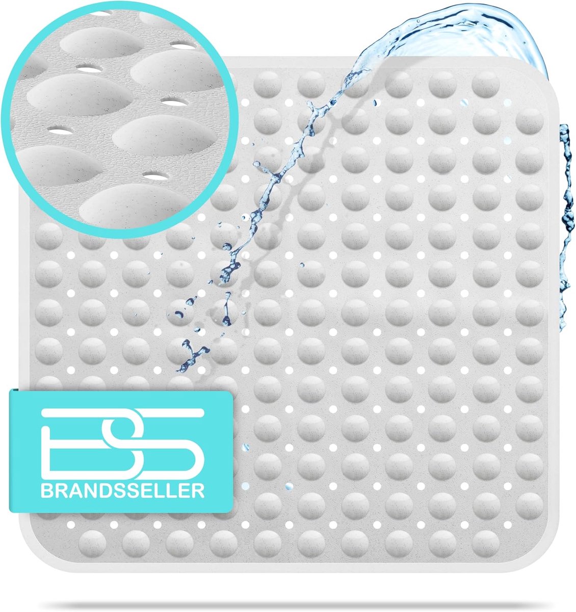SnelShoppen - Douche Inlegmat Antislip met Zuignappen Wit 53 x 53 cm - Modern Design, Veilig en Comfortabel voor Badkuip, Badkamer Accessoire