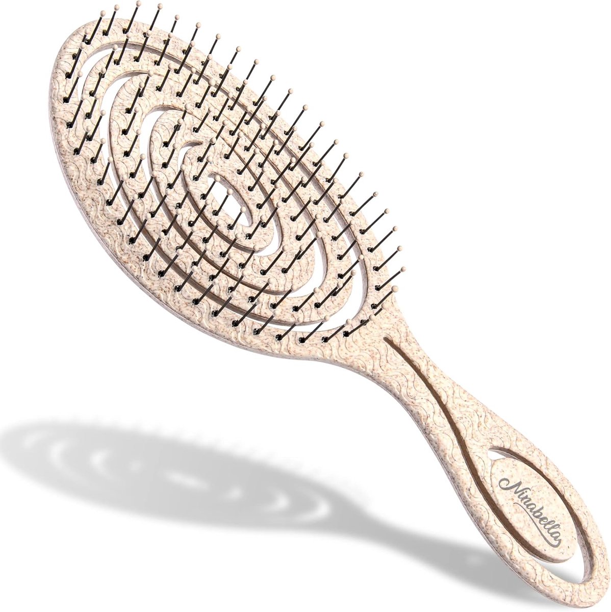 SnelShoppen - Anti-tangle Haarborstel voor Mannen en Vrouwen - Spiral Ontklitterborstel - Efficiënte Rechte Borstel voor Krullend of Steil Haar - Beig
