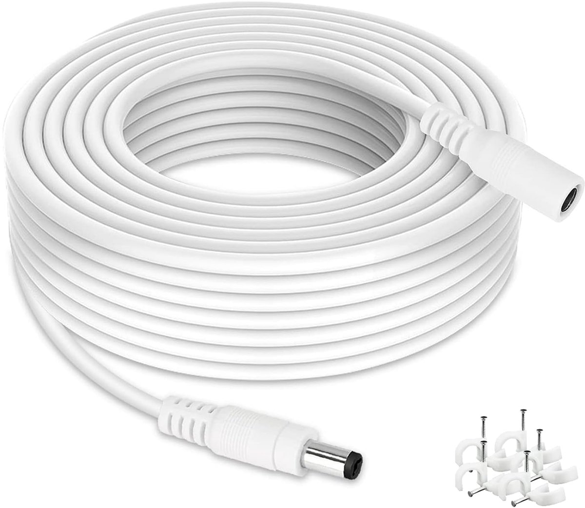 SnelShoppen - 5-Meter DC Extension Kabel 18 AWG, 5.5mm x 2.1mm Plug, Geschikt voor Bewakingscamera's, Routers en LED Strips, Wit