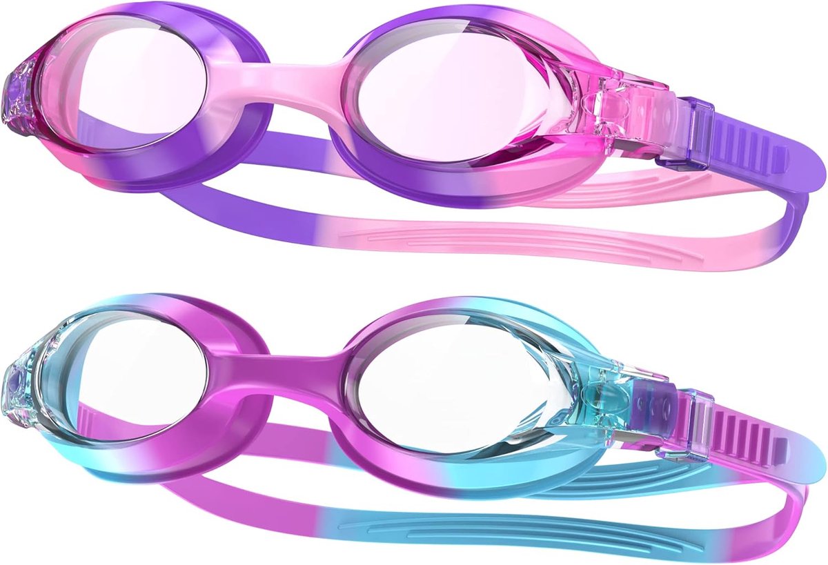SnelShoppen - Set van 2 Kinderswimming Goggles - Transparante Anti-Fog Bril - Waterdicht - Comfortabel Silicone - Voor Kinderen 3-14 Jaar