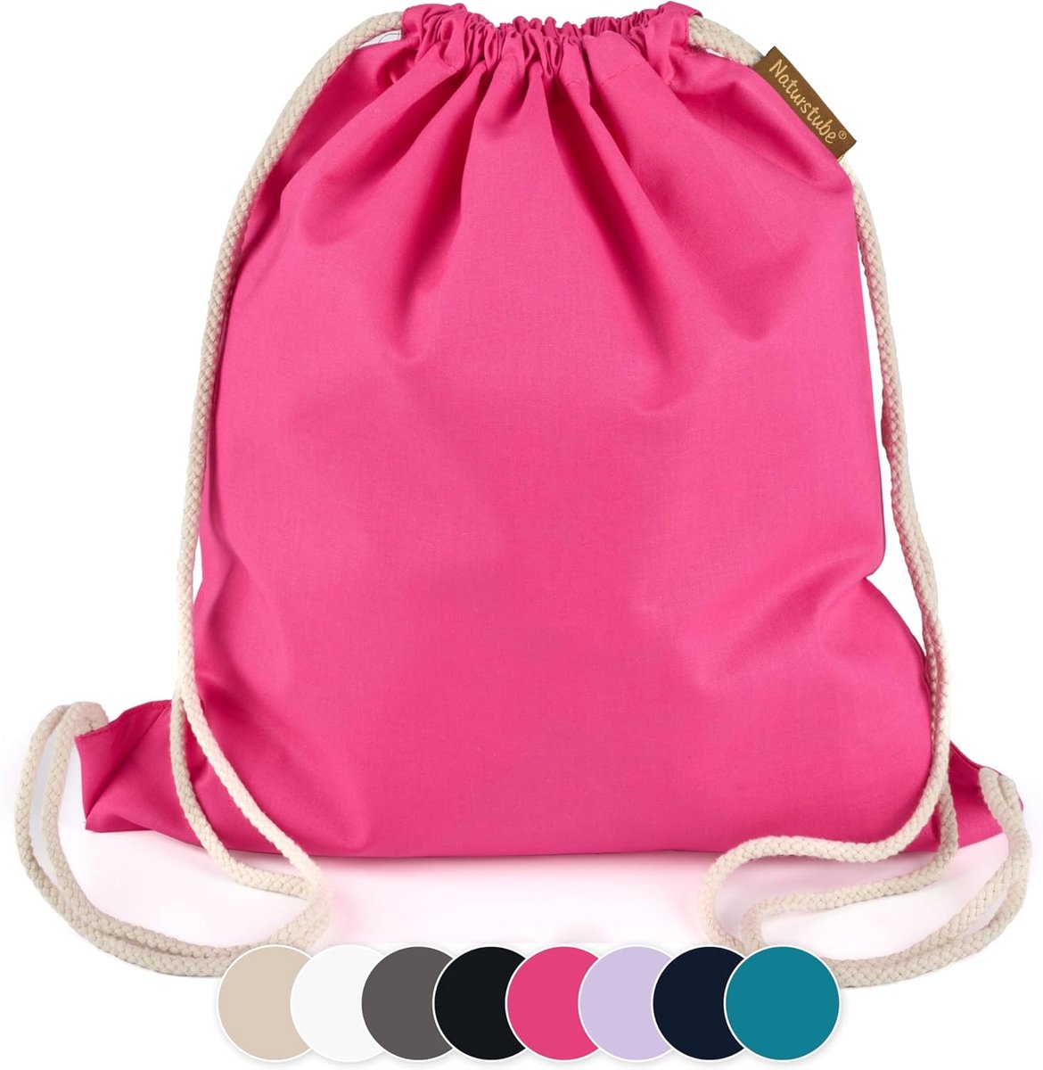 SnelShoppen - Gym Bag met Treksluiting - Zwarte Katoenen Sporttas (38 x 42 cm) OEKO-TEX® - Ideaal voor School, Sport, Zwemmen en Kinderen - Stevige en