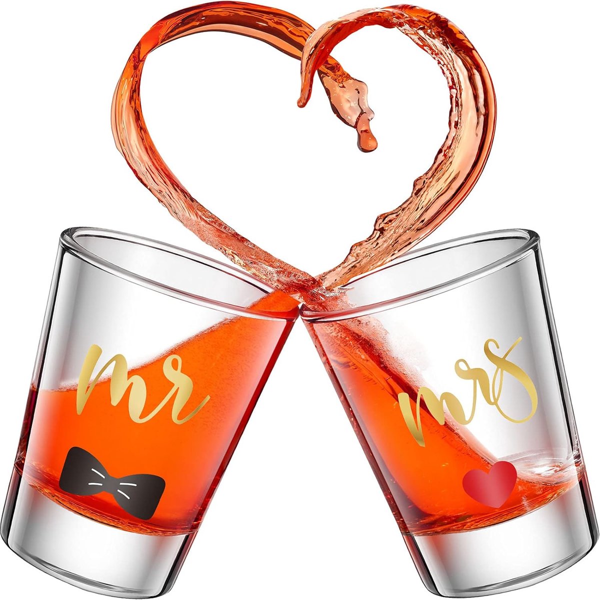 SnelShoppen - 2pcs Mr and Mrs Shot Glasses 55ml Gouden Wedding Party Wijn Glazen voor Verloving, Jubileum, Bruiloft en Feest - Elegante Set voor Stell