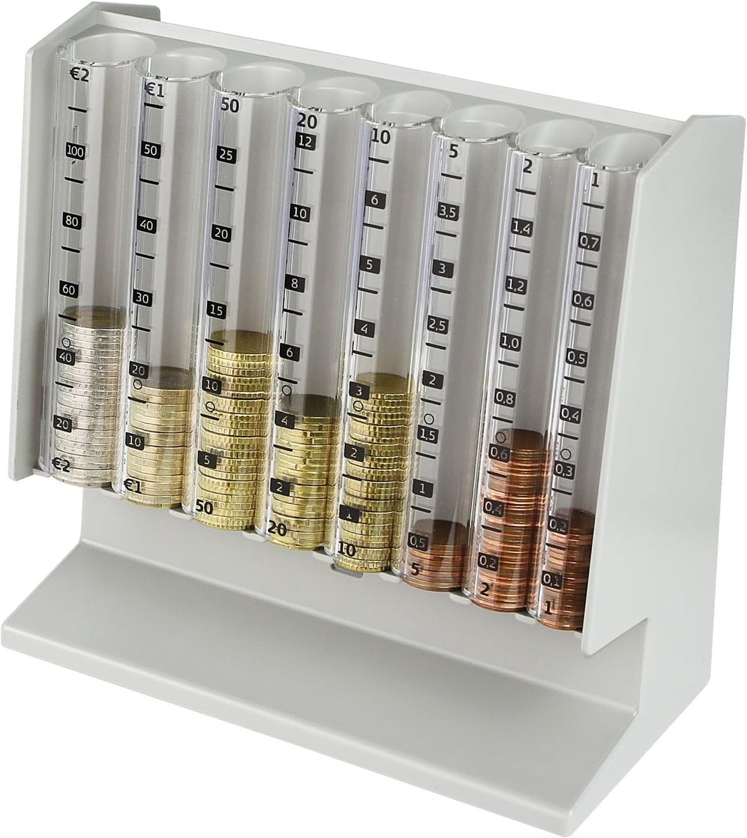 SnelShoppen - HMF Coin Counter voor Kleingeld Sorteren, Transparante Muntenteller met Waardenschaal als Spaarpot voor Kinderen | 21 x 19.5 x 10 cm | L